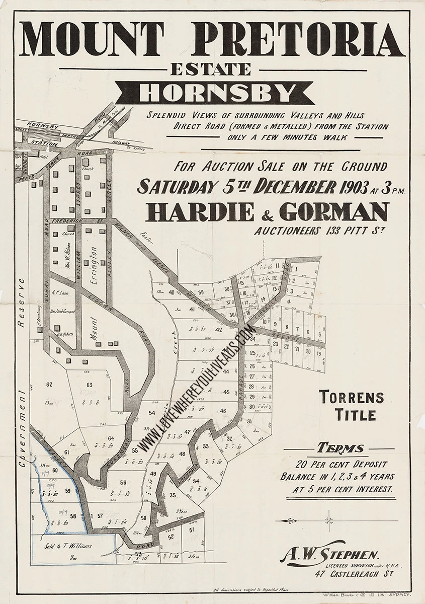Vintage Real Estate Poster Mount Pretoria Estate Hornsby NSW