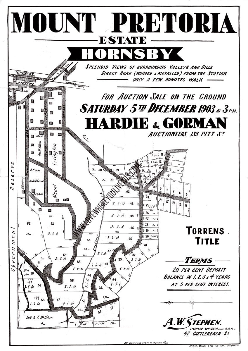 Vintage Real Estate Poster Mount Pretoria Estate Hornsby NSW