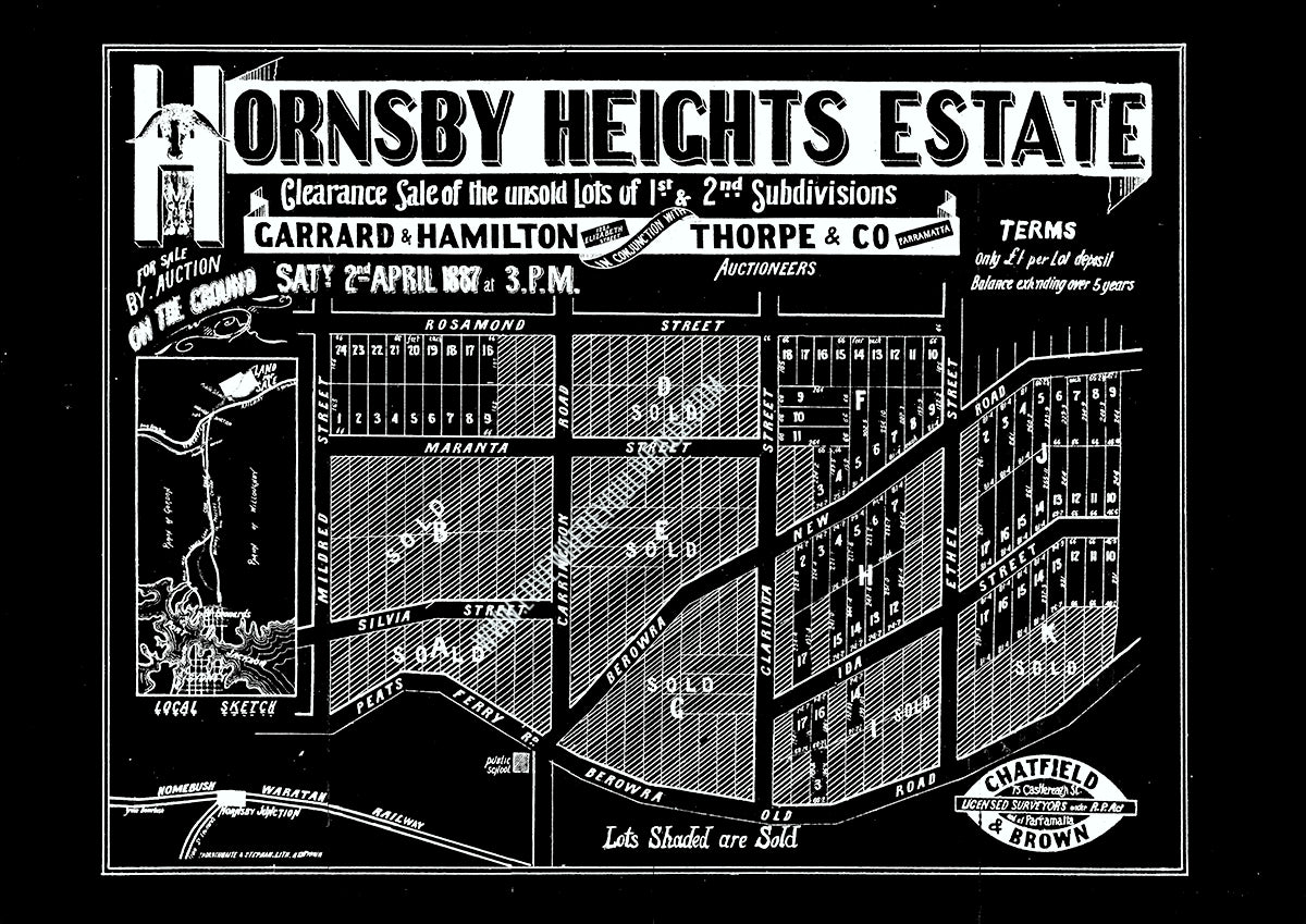 Vintage Real Estate Poster Hornsby Heights Estate Hornsby NSW