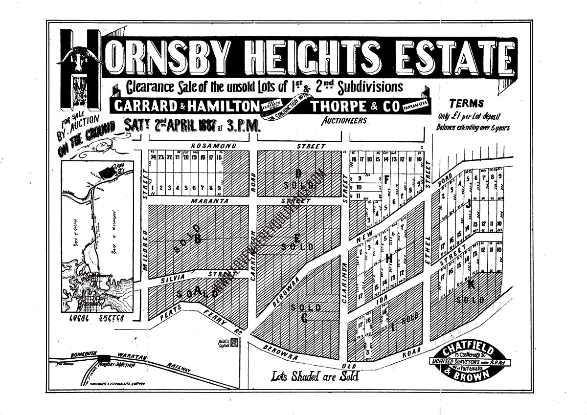 Vintage Real Estate Poster Hornsby Heights Estate Hornsby NSW
