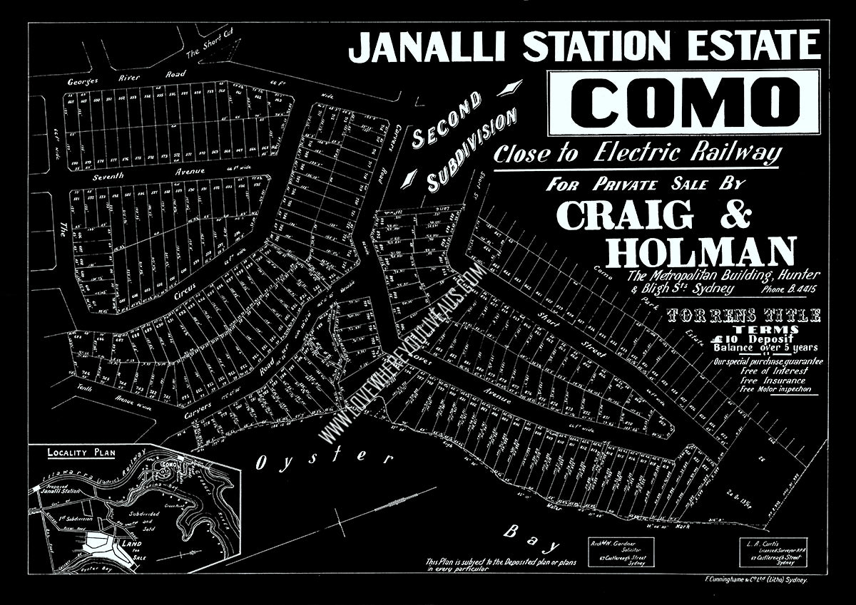 Vintage Real Estate Poster Janalli Station Estate Como 2nd Sub Division NSW