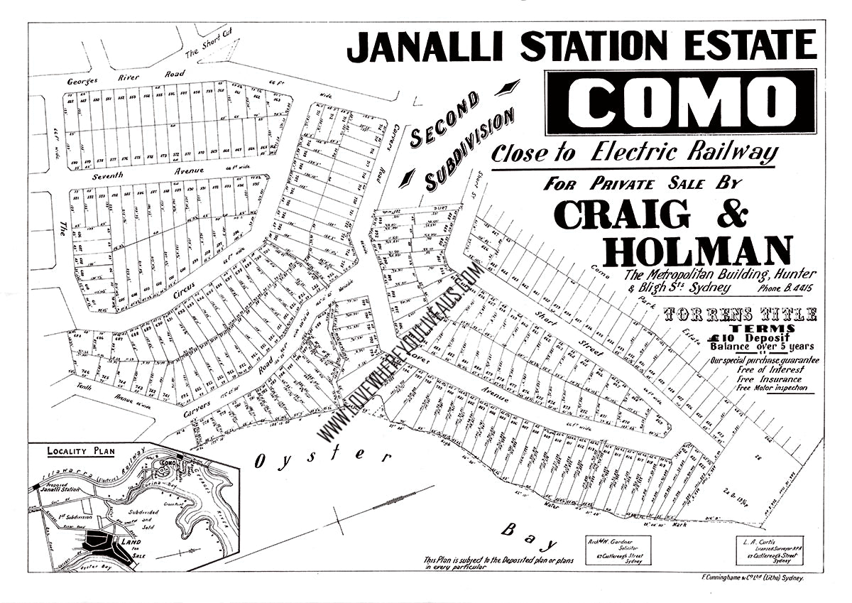 Vintage Real Estate Poster Janalli Station Estate Como 2nd Sub Division NSW