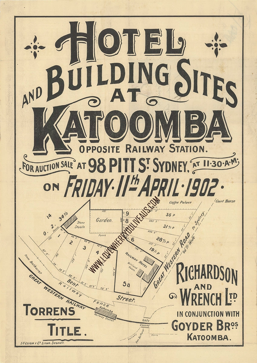 Vintage Real Estate Poster Hotel and Building Sites Katoomba NSW