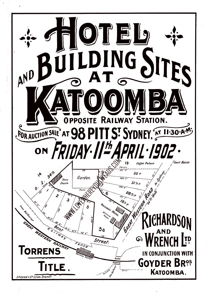 Vintage Real Estate Poster Hotel and Building Sites Katoomba NSW