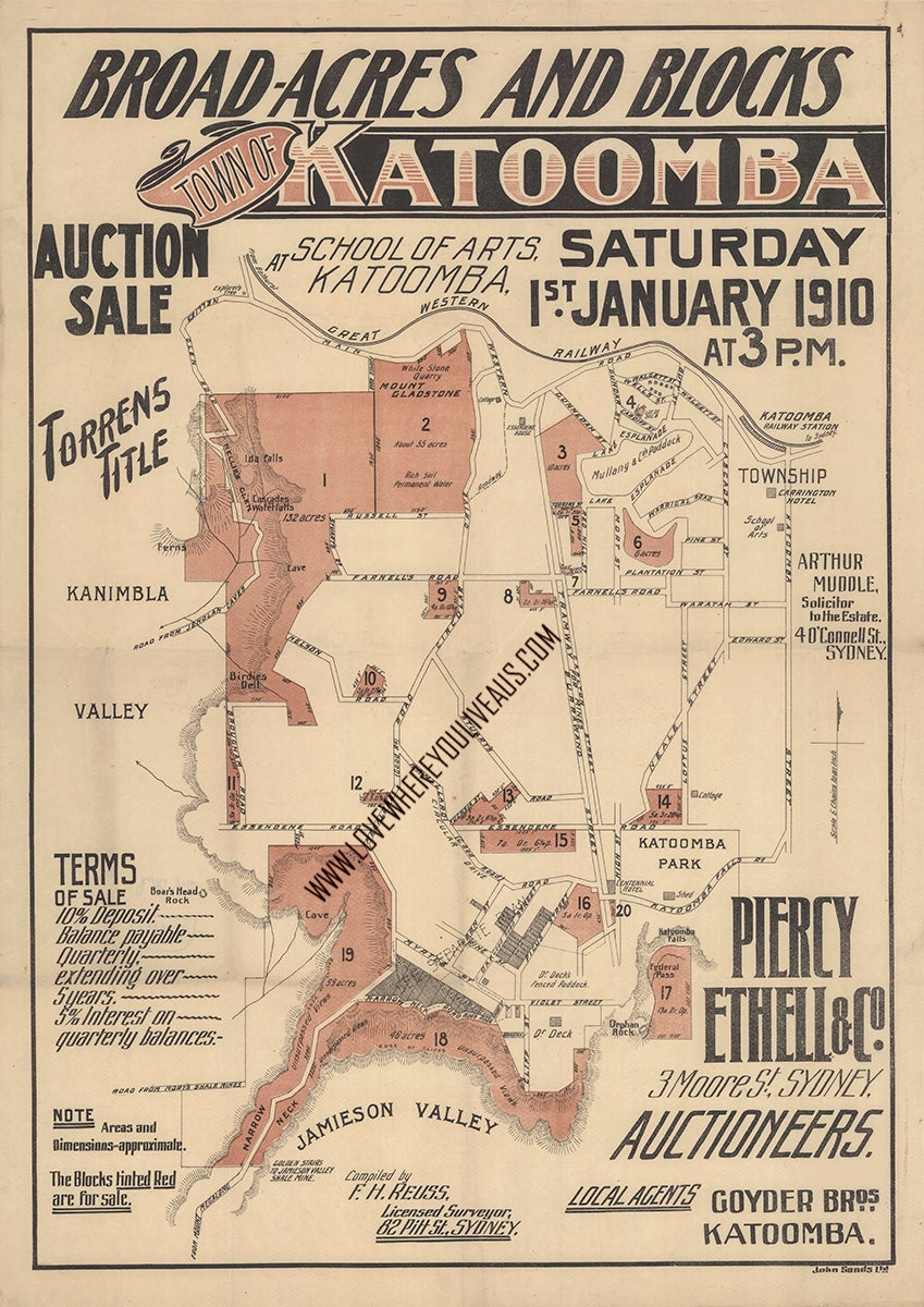 Vintage Real Estate Poster Broad-Acres and Blocks Katoomba NSW