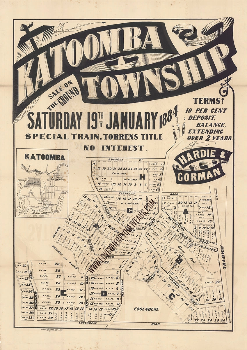 Vintage Real Estate Poster Katoomba Township NSW