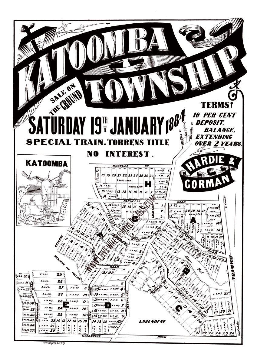 Vintage Real Estate Poster Katoomba Township NSW