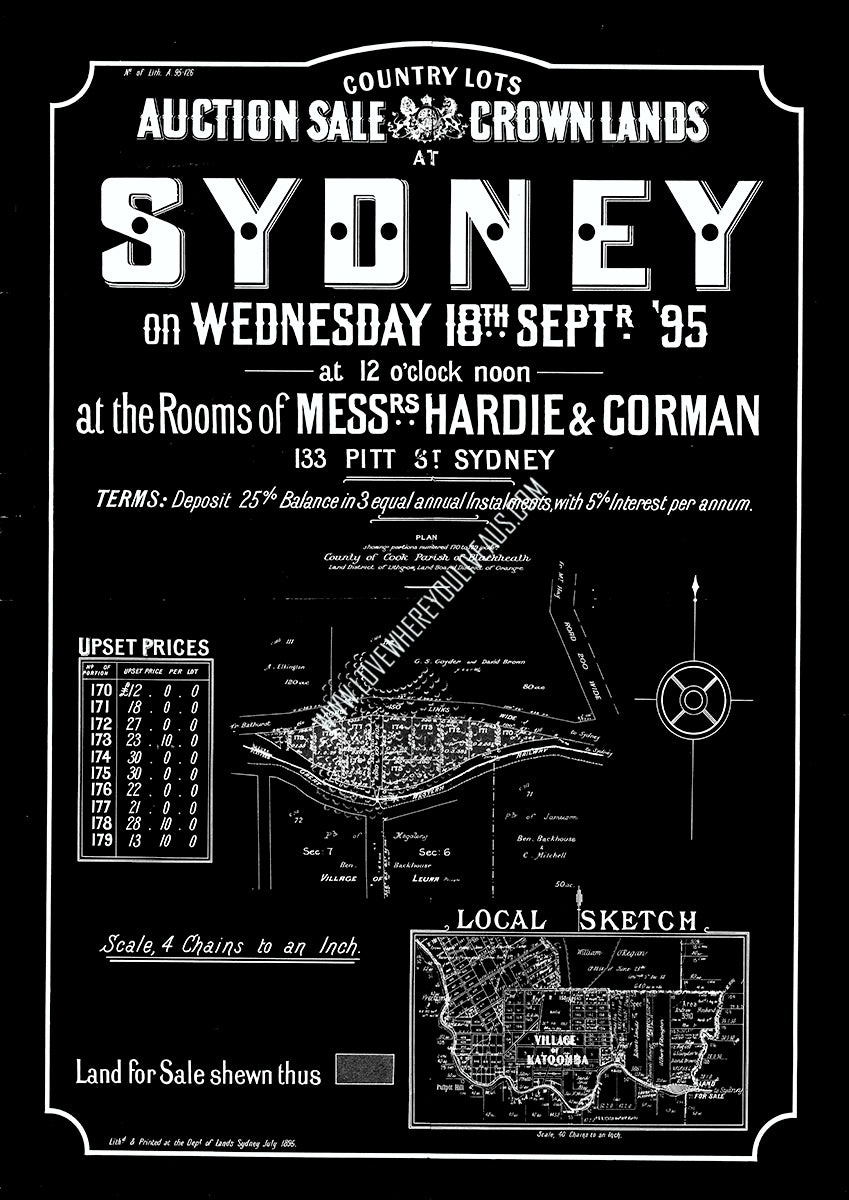 Vintage Real Estate Poster First Subdivision Crown Lands Leura NSW