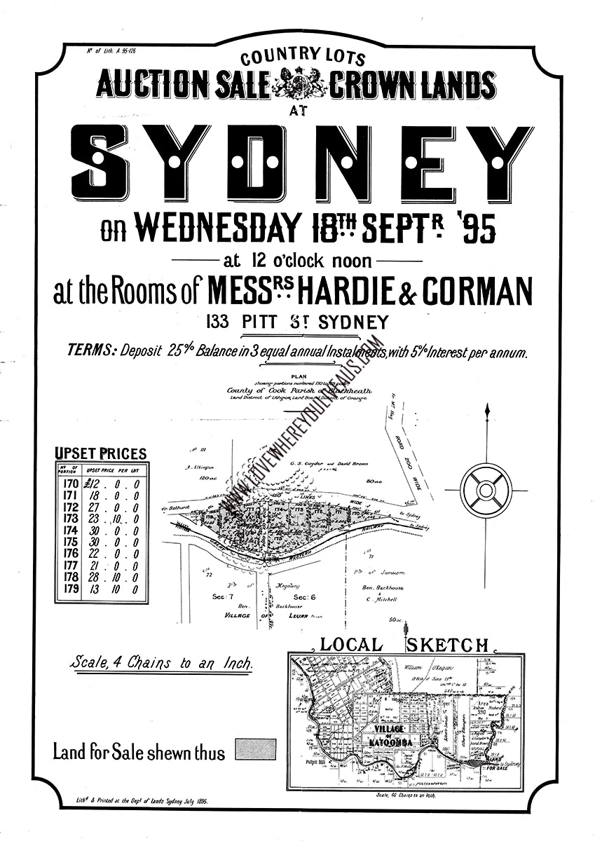 Vintage Real Estate Poster First Subdivision Crown Lands Leura NSW