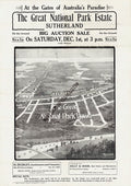 Vintage Real Estate Poster National Park Estate Sutherland Loftus NSW