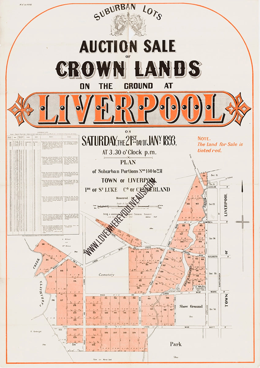 Vintage Real Estate Poster Crown Lands Liverpool NSW