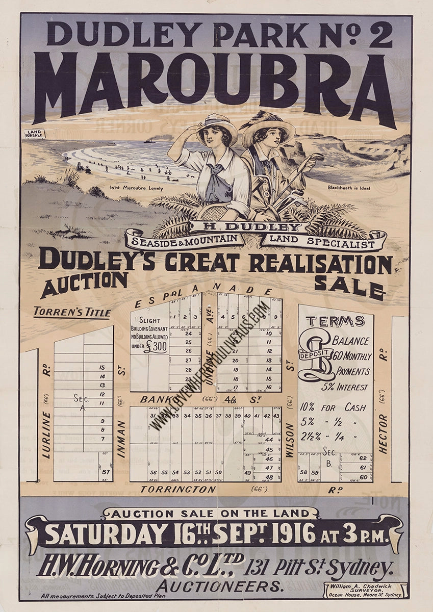 Vintage Real Estate Poster Dudley Park No2 Maroubra NSW