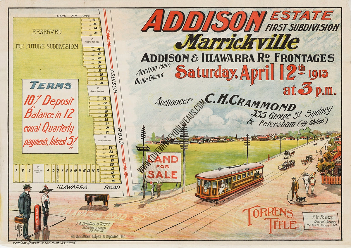 Vintage Real Estate Poster Addison Estate Marrickville NSW