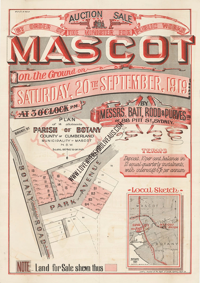 Vintage Real Estate Poster Mascot NSW