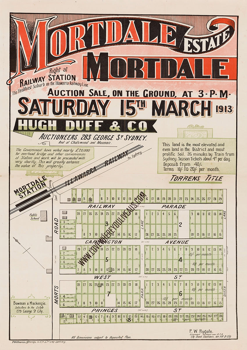 Vintage Real Estate Poster Mortdale Estate NSW