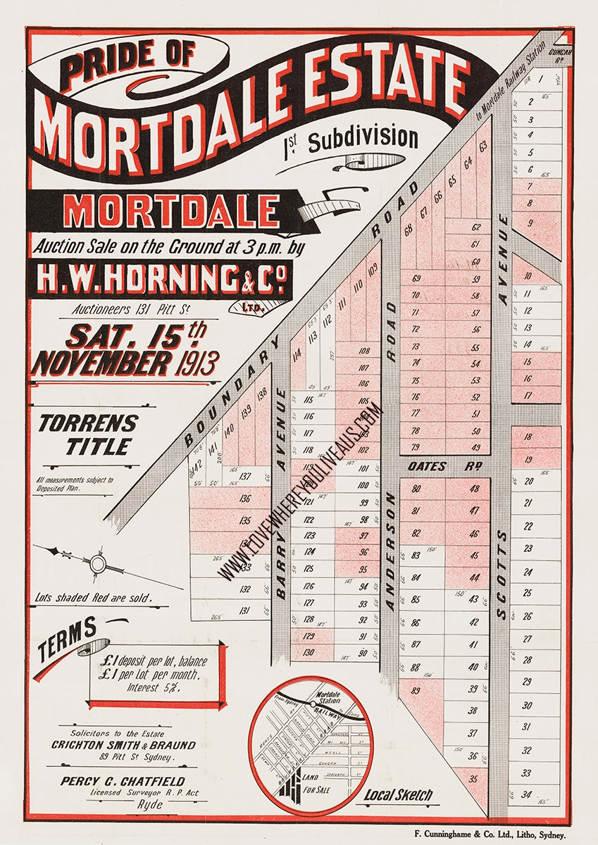 Vintage Real Estate Poster Pride of Mortdale Estate NSW