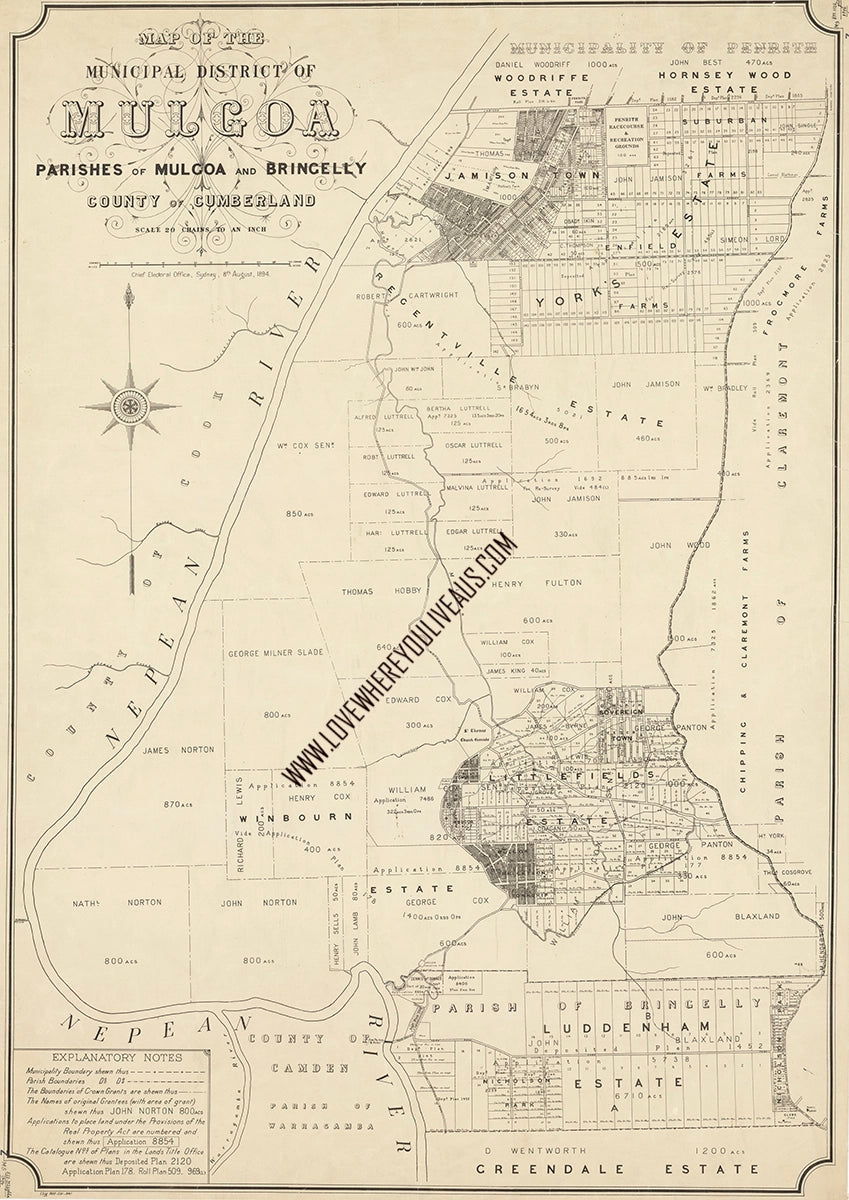 Vintage Real Estate Poster Municipal District of Mulgoa