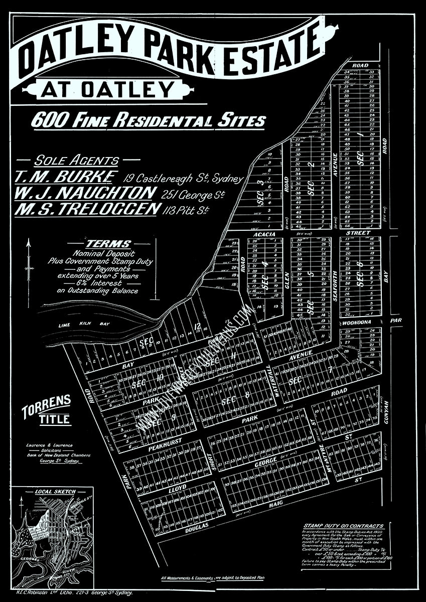 Vintage Real Estate Poster Oatley Park Estate Oatley NSW