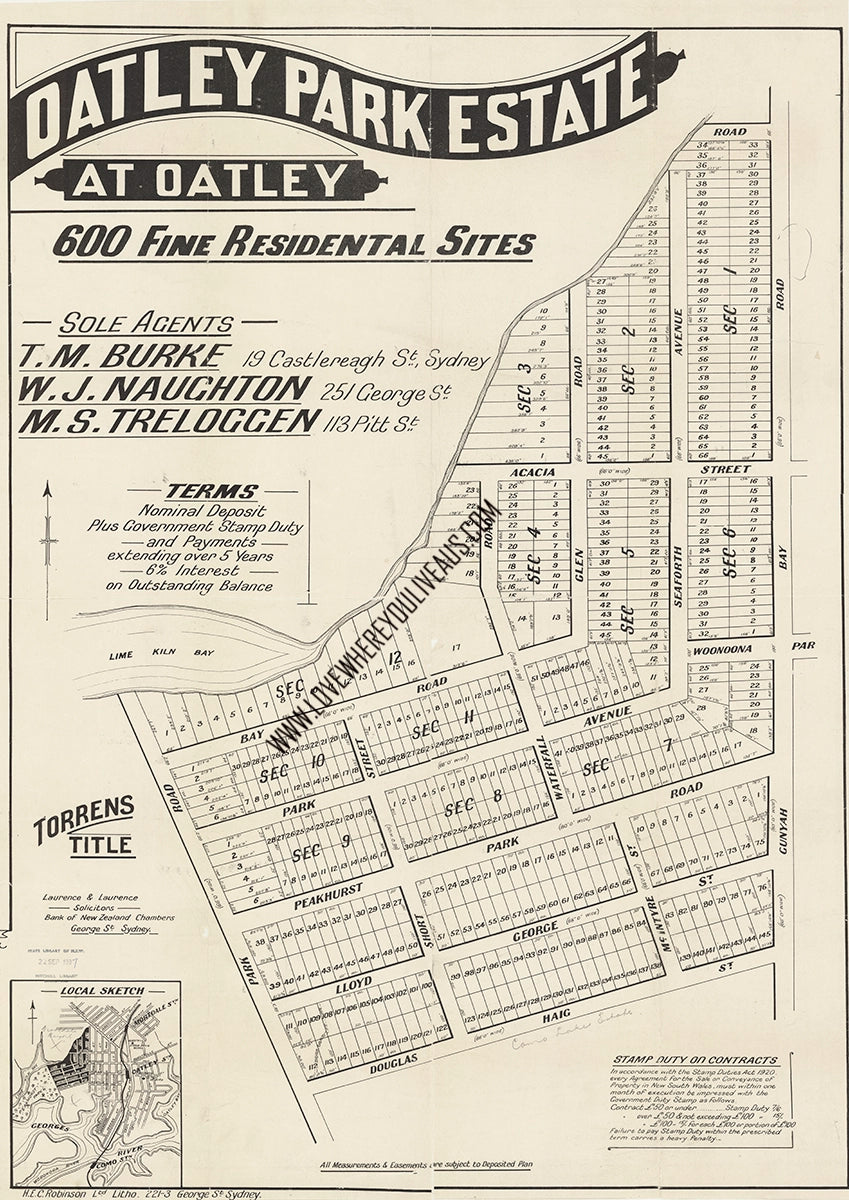 Vintage Real Estate Poster Oatley Park Estate Oatley NSW