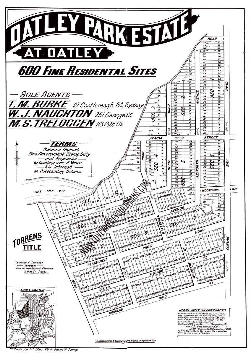 Vintage Real Estate Poster Oatley Park Estate Oatley NSW