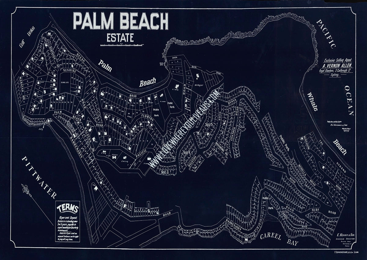 Vintage Real Estate Poster Palmbeach Estate No2 NSW