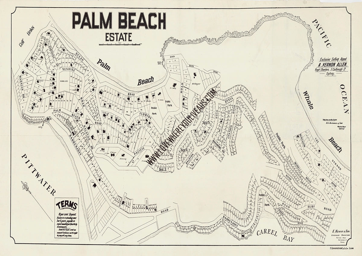 Vintage Real Estate Poster Palmbeach Estate No2 NSW
