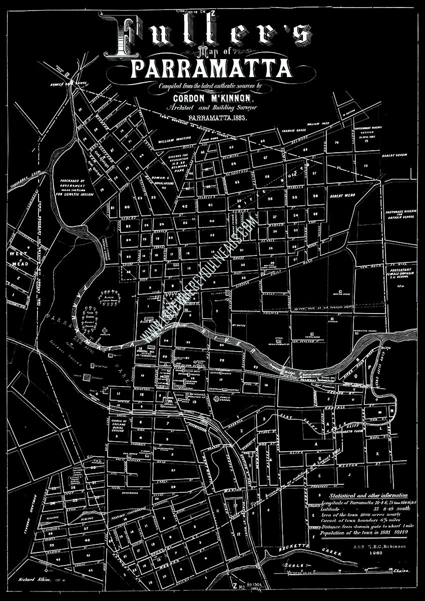 Vintage Real Estate Poster Fullers Map of Parramatta NSW