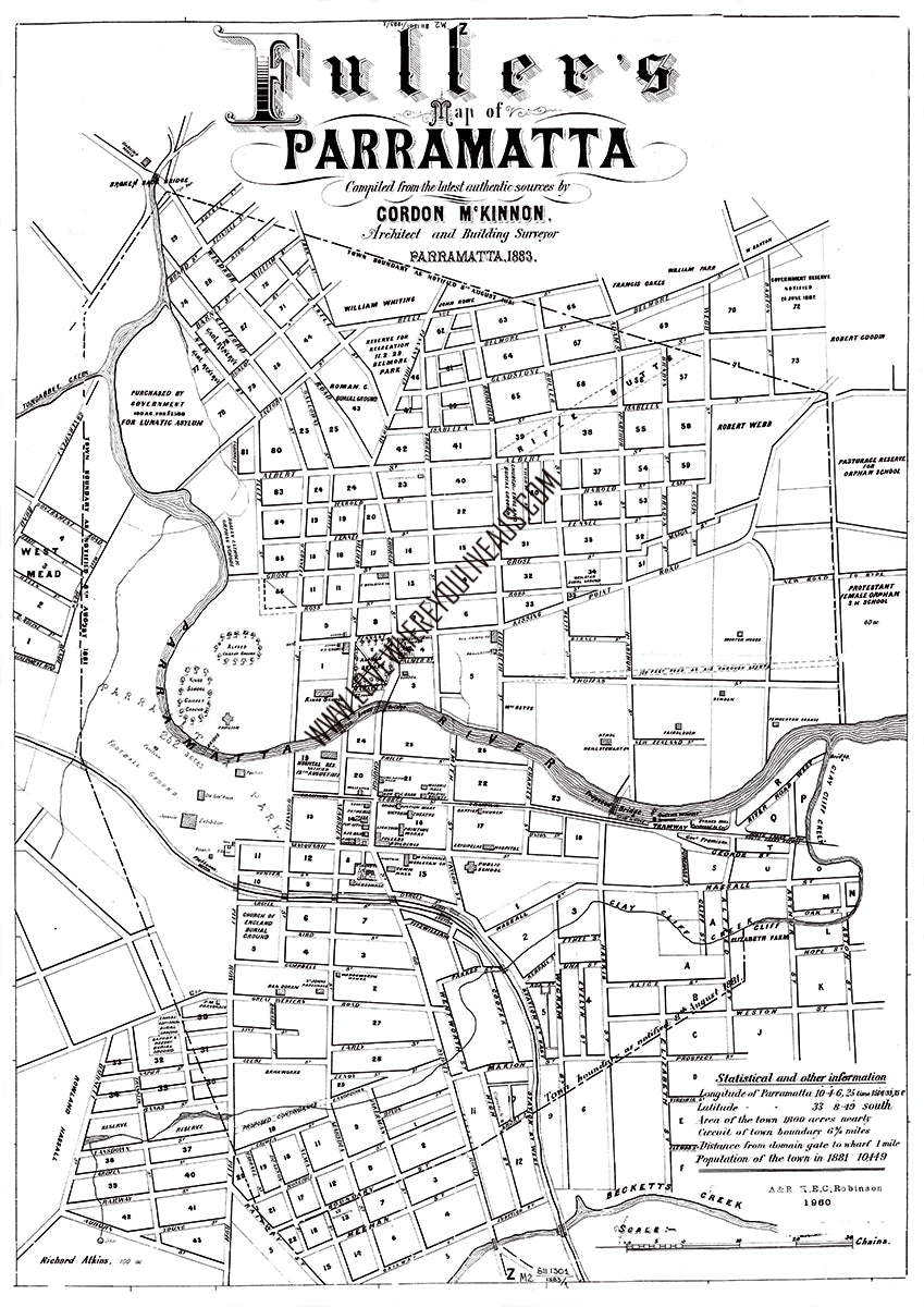 Vintage Real Estate Poster Fullers Map of Parramatta NSW