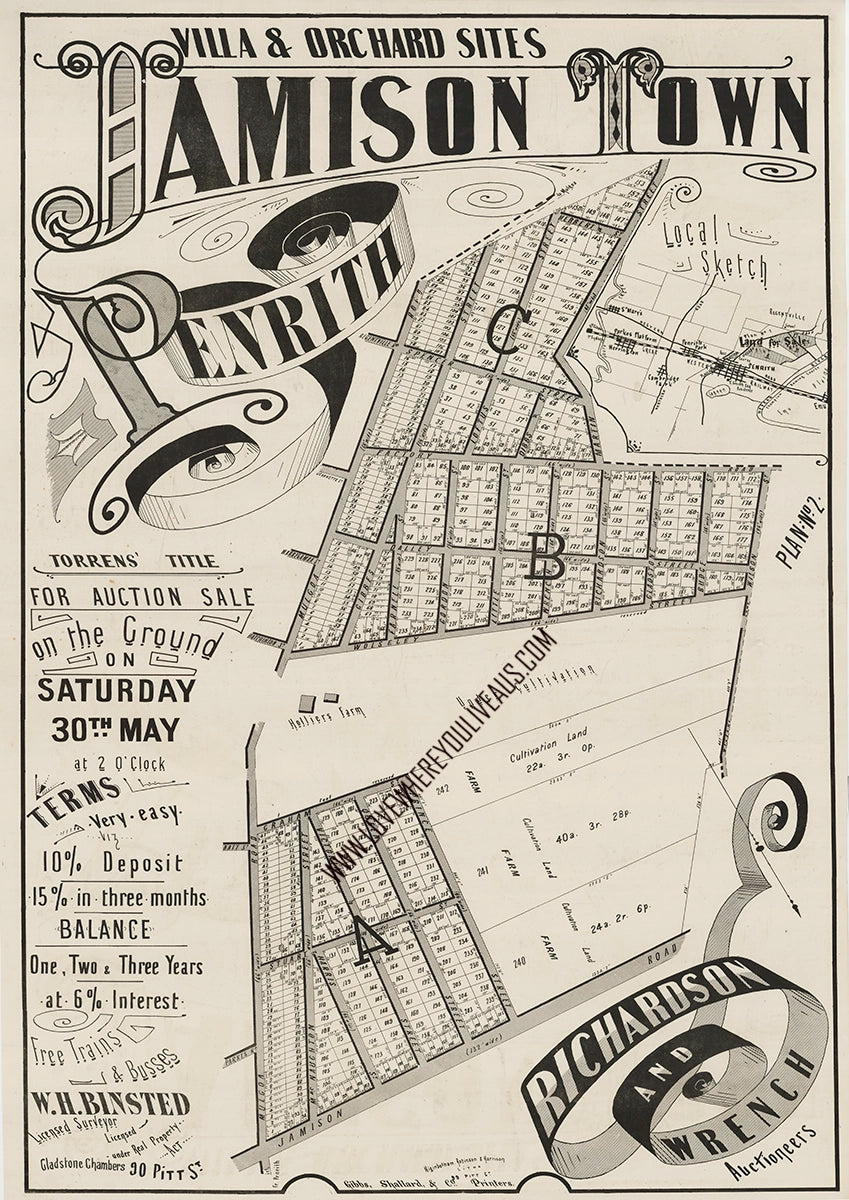 Vintage Real Estate Poster Jamison Town Penrith NSW