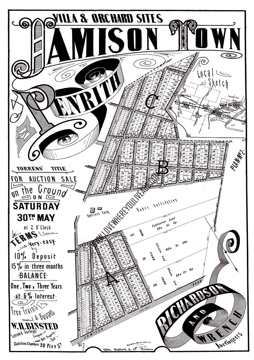 Vintage Real Estate Poster Jamison Town Penrith NSW