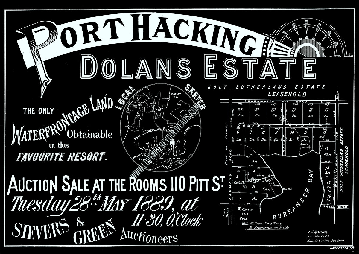 Vintage Real Estate Poster Dolan's Estate Port Hacking NSW