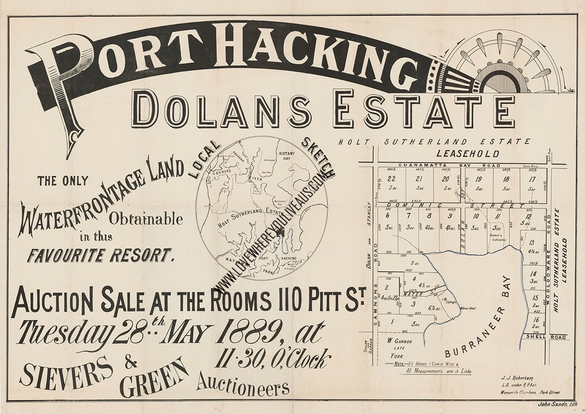 Vintage Real Estate Poster Dolan's Estate Port Hacking NSW