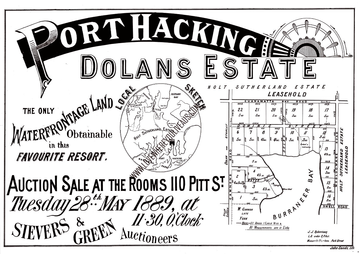 Vintage Real Estate Poster Dolan's Estate Port Hacking NSW