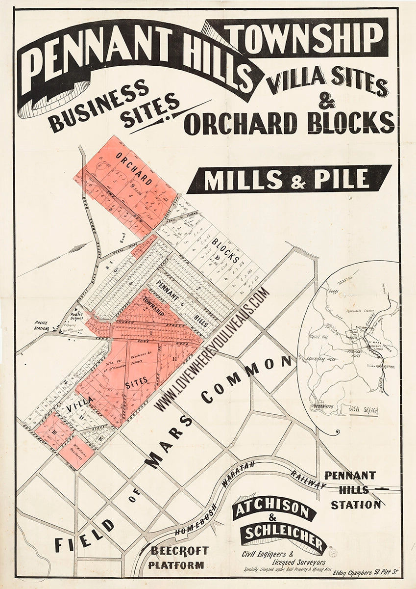 Vintage Real Estate Poster Pennant Hills Township NSW