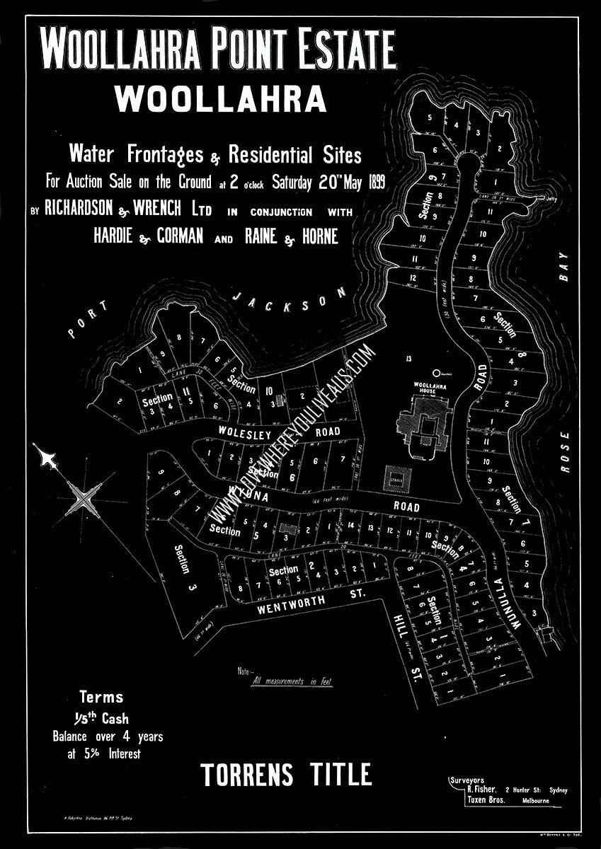 Vintage Real Estate Poster Woolahra Point Estate Woolahara NSW