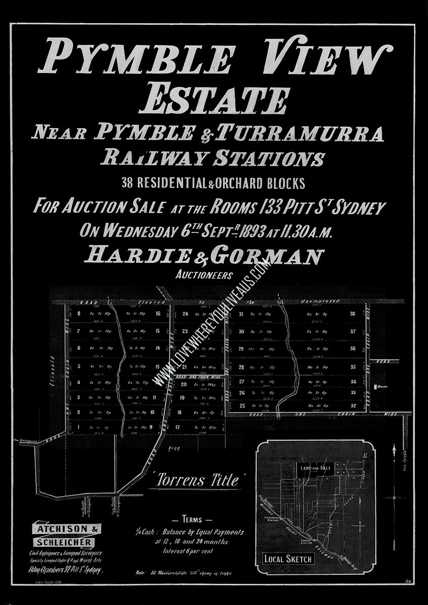 Vintage Real Estate Poster Pymble View Estate Pymble NSW