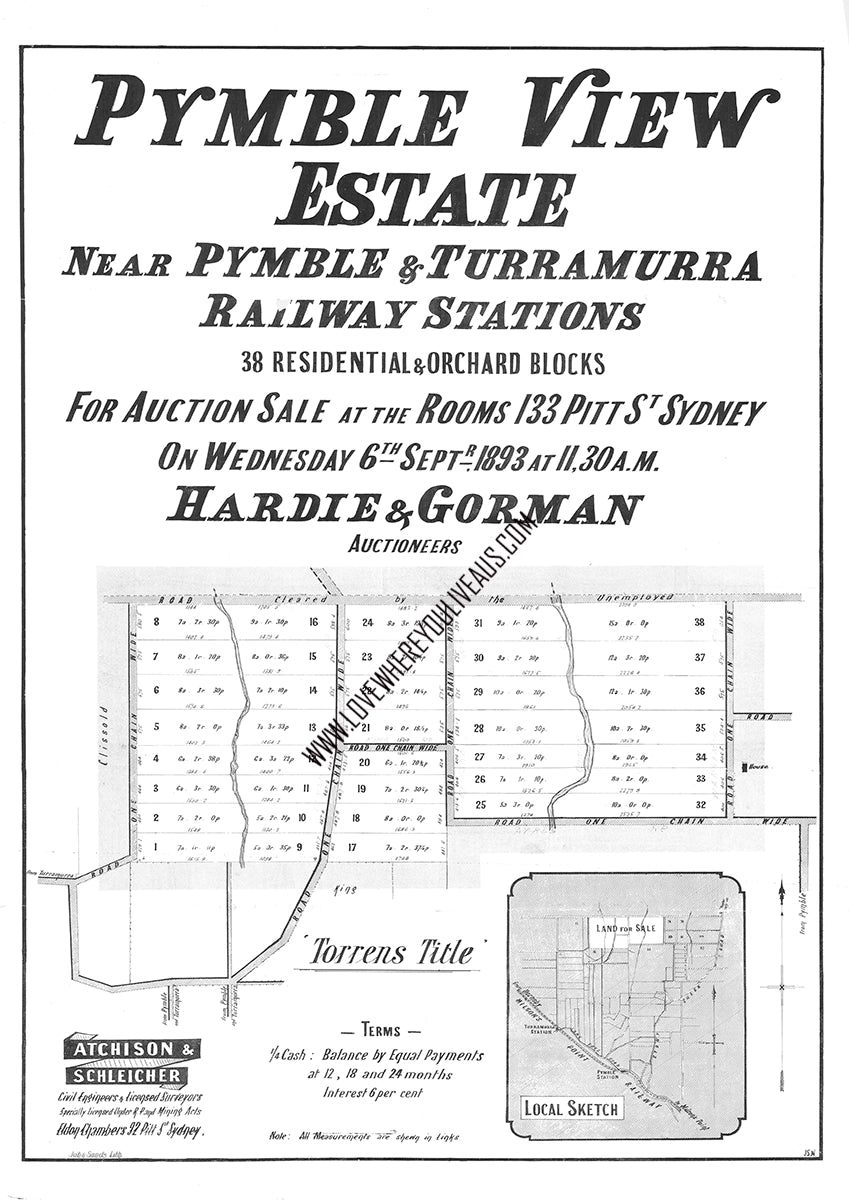 Vintage Real Estate Poster Pymble View Estate Pymble NSW