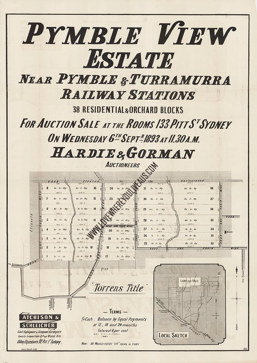 Vintage Real Estate Poster Pymble View Estate Pymble NSW