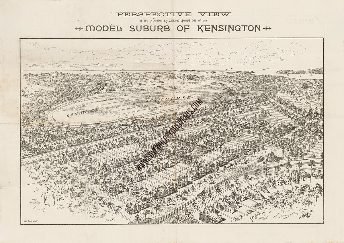 Vintage Real Estate Poster Model Suburb of Kensington and Randwick NSW