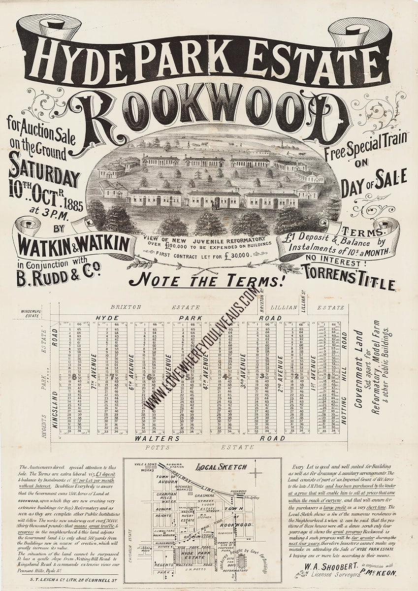 Vintage Real Estate Poster Hyde park Estate Rookwood NSW