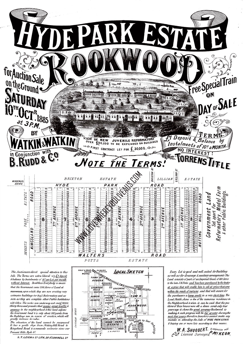 Vintage Real Estate Poster Hyde park Estate Rookwood NSW