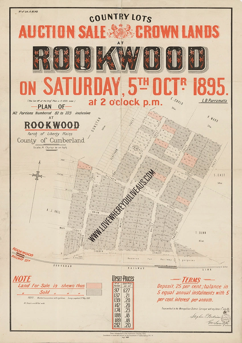 Vintage Real Estate Poster Crown Lands Rookwood NSW