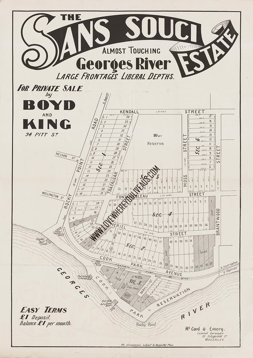 Vintage Real Estate Poster Sans Souci Estate Sans Souci NSW