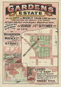 Vintage Real Estate Poster Gardens Estate on The Spit Seaforth Middle Harbour NSW