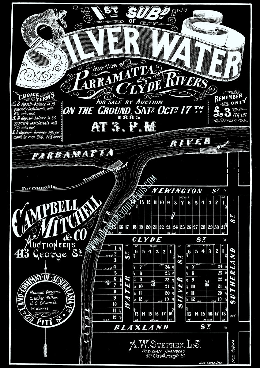 Vintage Real Estate Poster 1ST Subdivision of Silverwater NSW