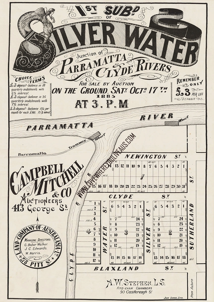 Vintage Real Estate Poster 1ST Subdivision of Silverwater NSW