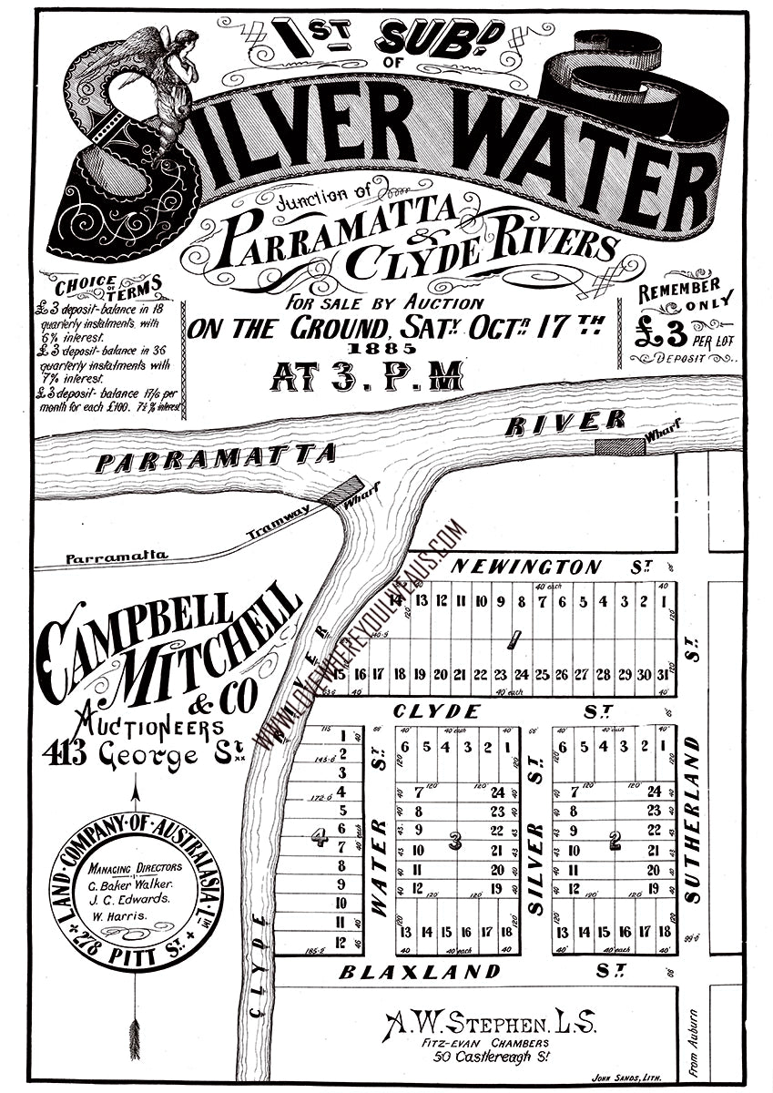 Vintage Real Estate Poster 1ST Subdivision of Silverwater NSW