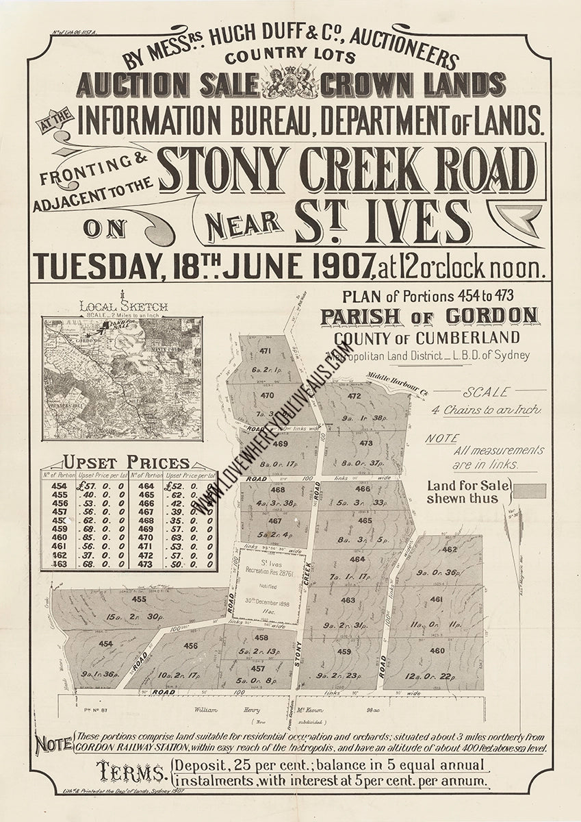 Vintage Real Estate Poster Crown Lands St Ives NSW