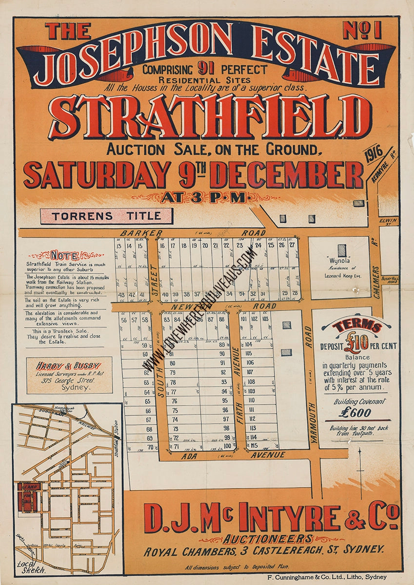 Vintage Real Estate Poster The Josephson Estate Strathfield NSW