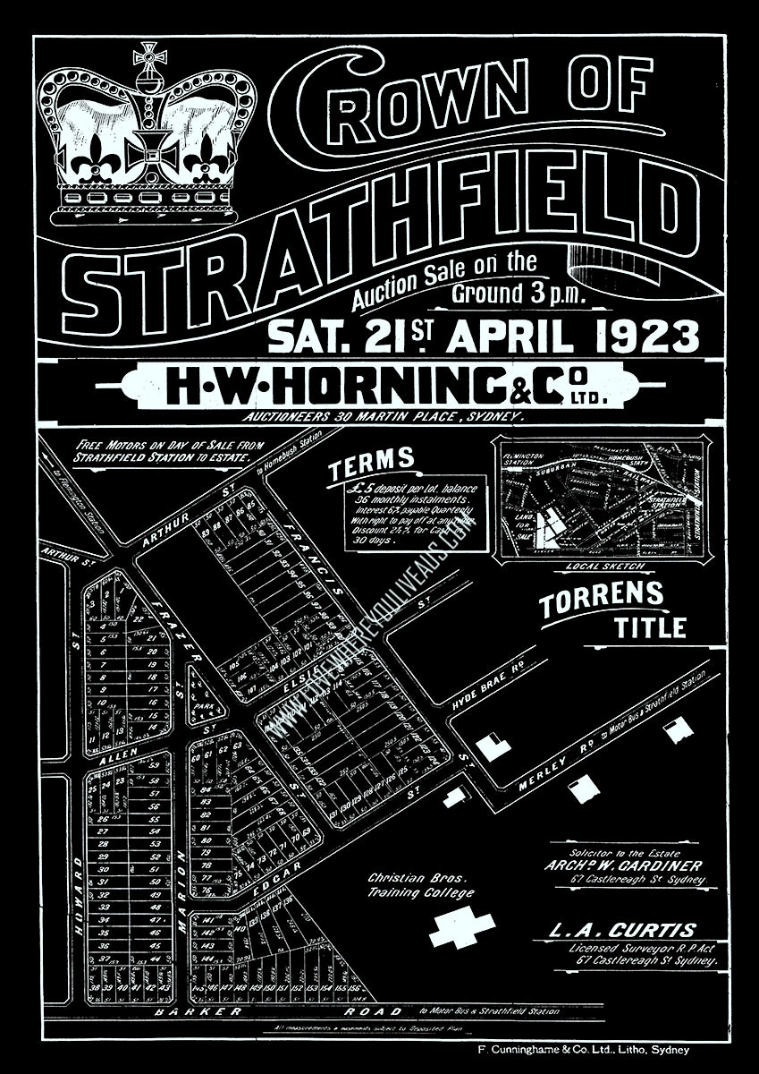 Vintage Real Estate Poster Crown of Strathfield NSW